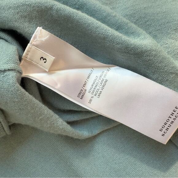 DOROTHEE SCHUMACHER POWDER BLUE WOOL SWEATER 3/4 HARDWARE CUTOUT MEDIUM - Picture 8 of 9